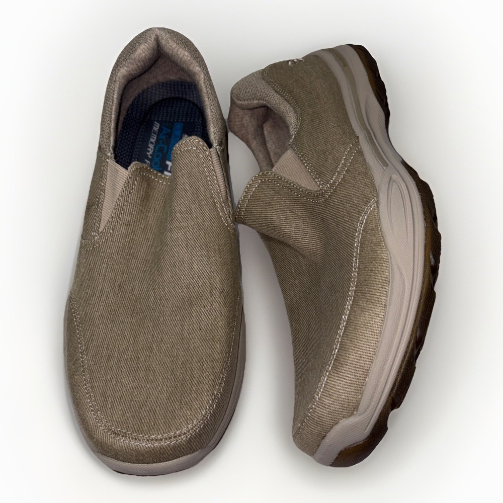 Skechers Expected Avillo Canvas Slip On Shoes Tan Mens 11.5 65001 Classic Fit
